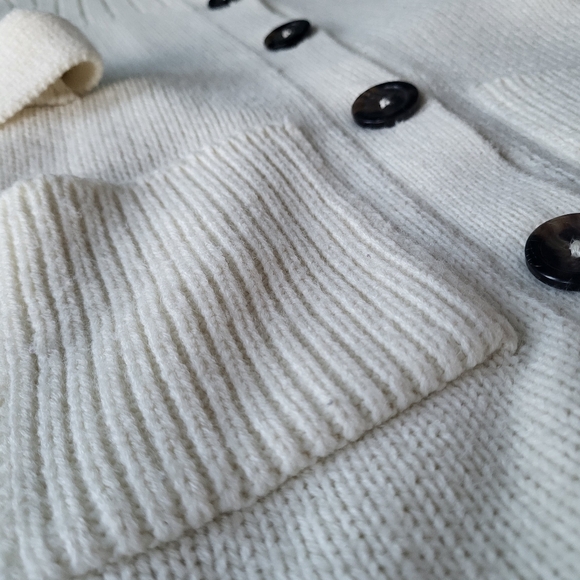 Cherokee Off White Long Cardigan Turdle Buttons Woven - Picture 4 of 7